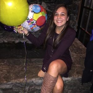 Grape colored sweater dress from Garage